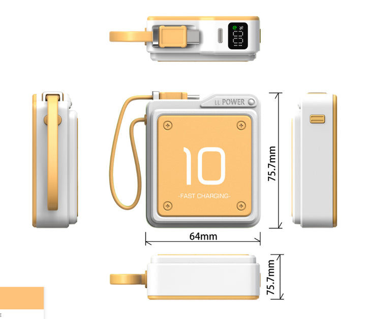 Compact fast charging power bank with digital charge level display Bowlift