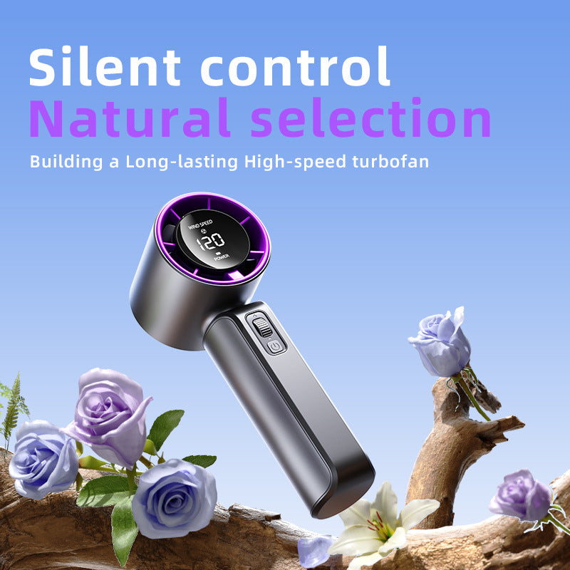 Unisex nan compact high-speed handheld fan with LED display rechargeable battery and quiet turbine Bowlift