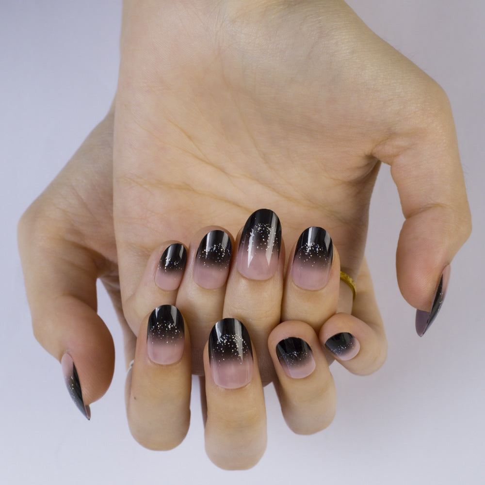 Artificial nails with elegant ombre design and sparkling accents Bowlift