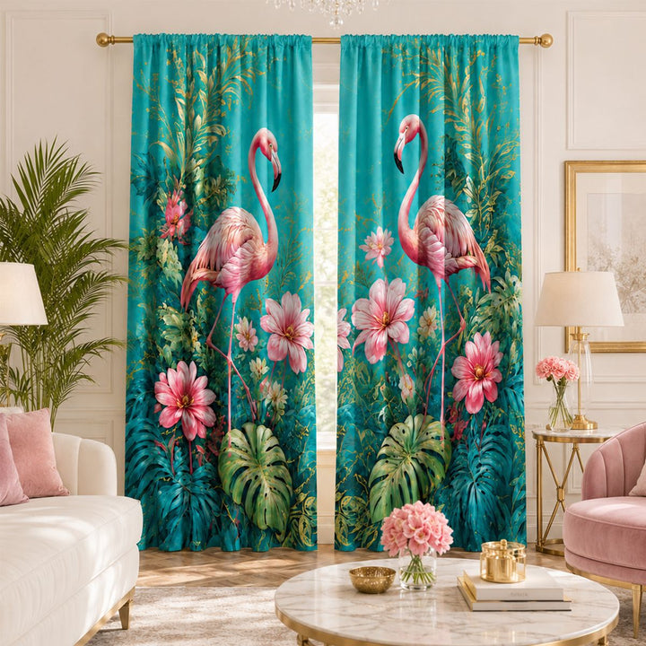 Artistic Bird Print Window Curtains