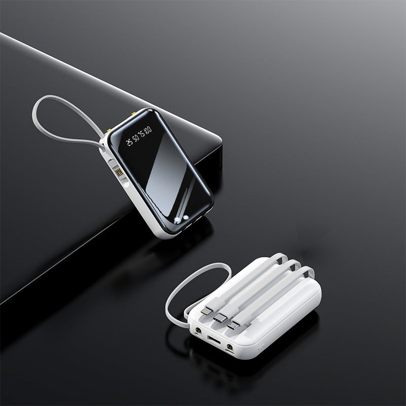 Portable power bank with integrated cable management and digital charge level display Bowlift