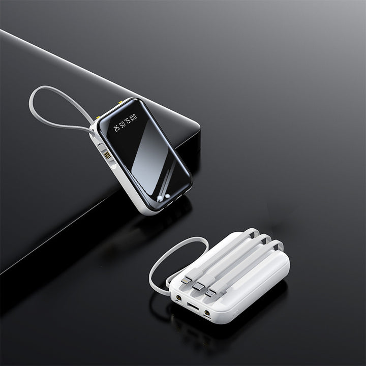 Portable power bank with integrated cable management and digital charge level display Bowlift
