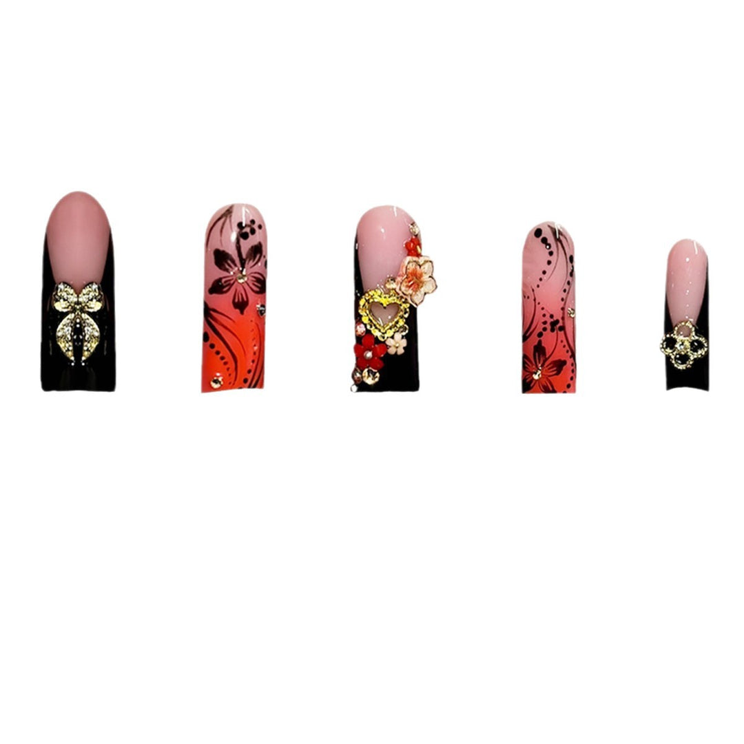 Decorative Floral Design Press-On Nails Bowlift