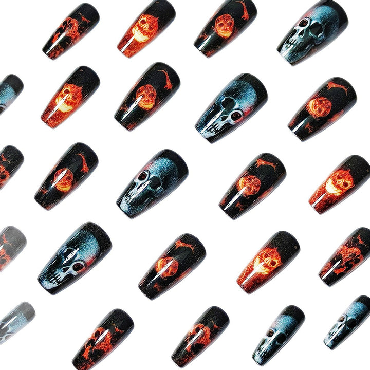 Artistic Skull & Flames Nail Art Designs Bowlift