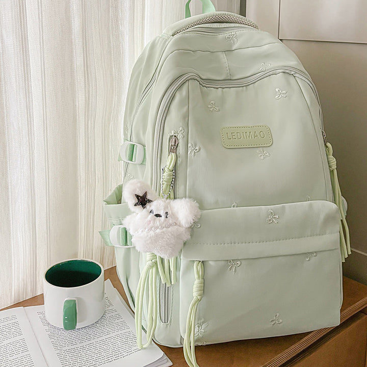 Stylish Multi-Pocket Backpack with Charm Bowlift