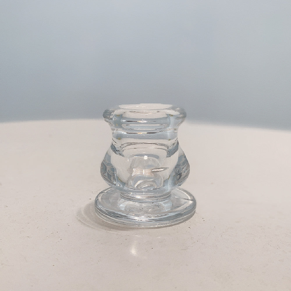 Glass Taper Candle Holder with Curved Weighted Base Bowlift