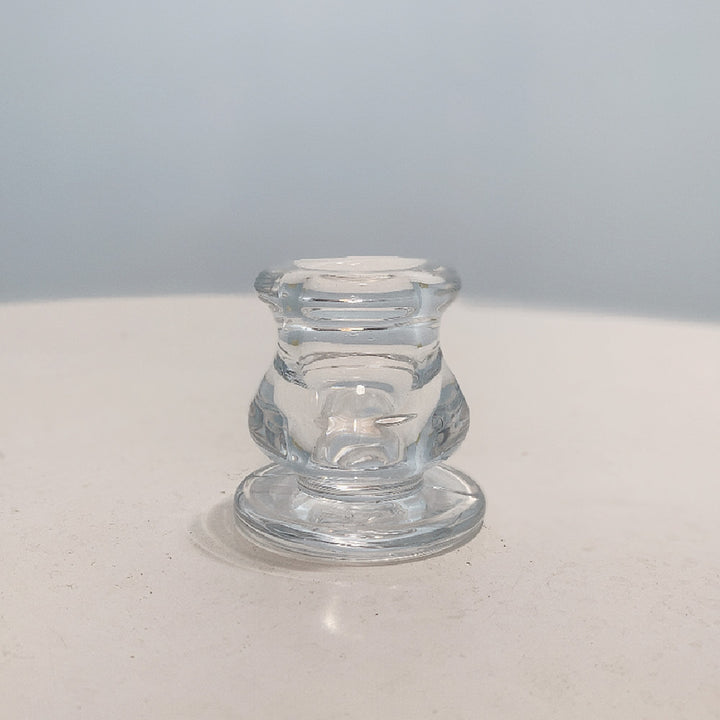Glass Taper Candle Holder with Curved Weighted Base Bowlift