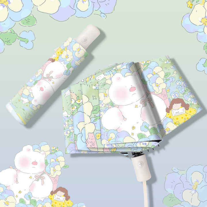 Women's Designer Umbrella with Playful Floral Pattern Bowlift