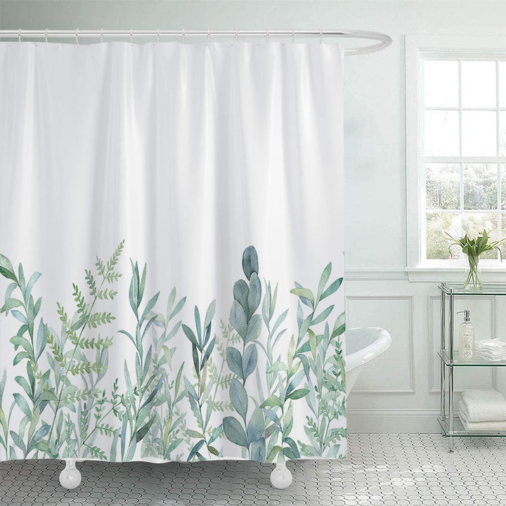 Botanical Leaf Pattern Shower Curtain Bowlift