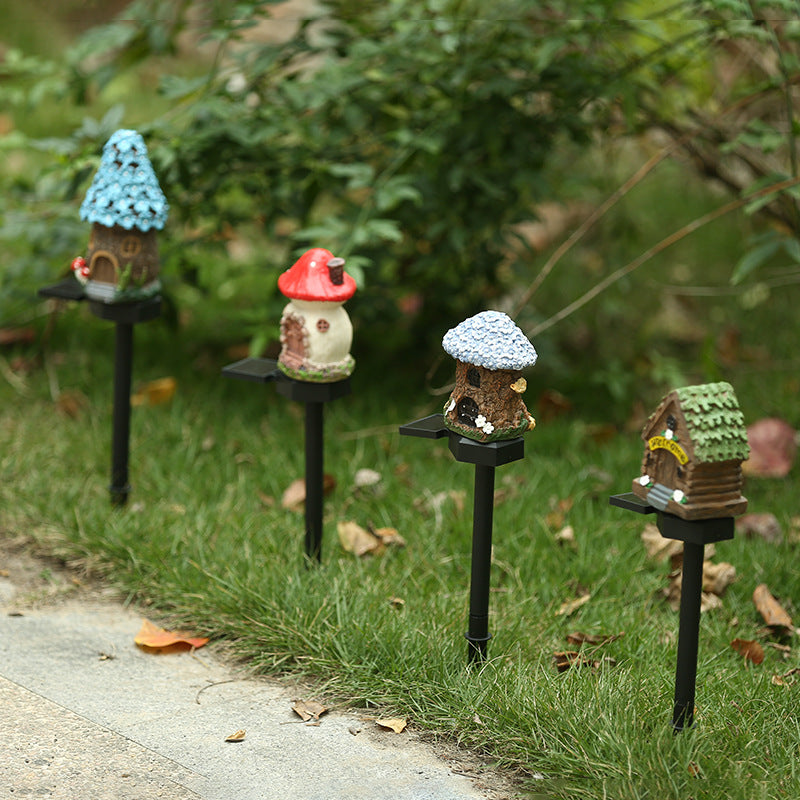 Whimsical Solar-Powered LED Fairy House Garden Stake Bowlift