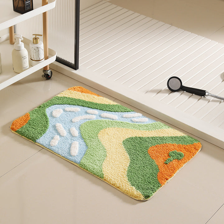 Artistic Leaf Pattern Bath Mat