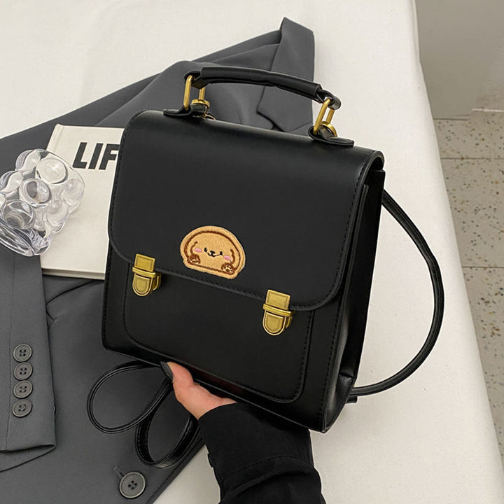Playful Cartoon-Embroidered Satchel Bag Bowlift