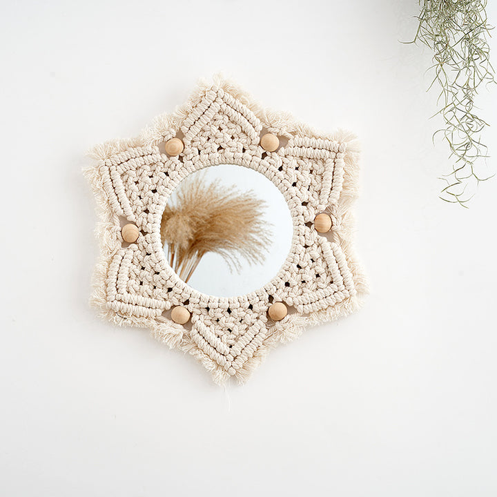 Macramé Decorative Star-Shaped Wall Mirror Bowlift