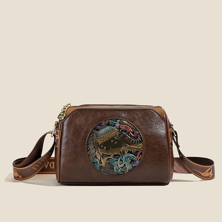 Vintage-Inspired Leather Crossbody Bag Bowlift