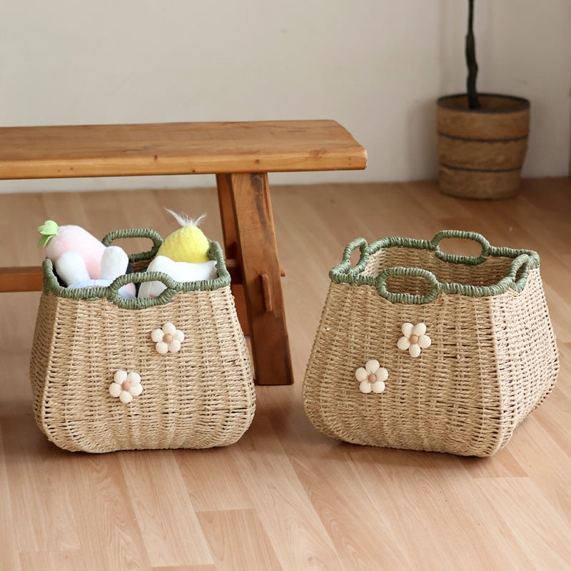 Handcrafted basket with flower appliqué Bowlift