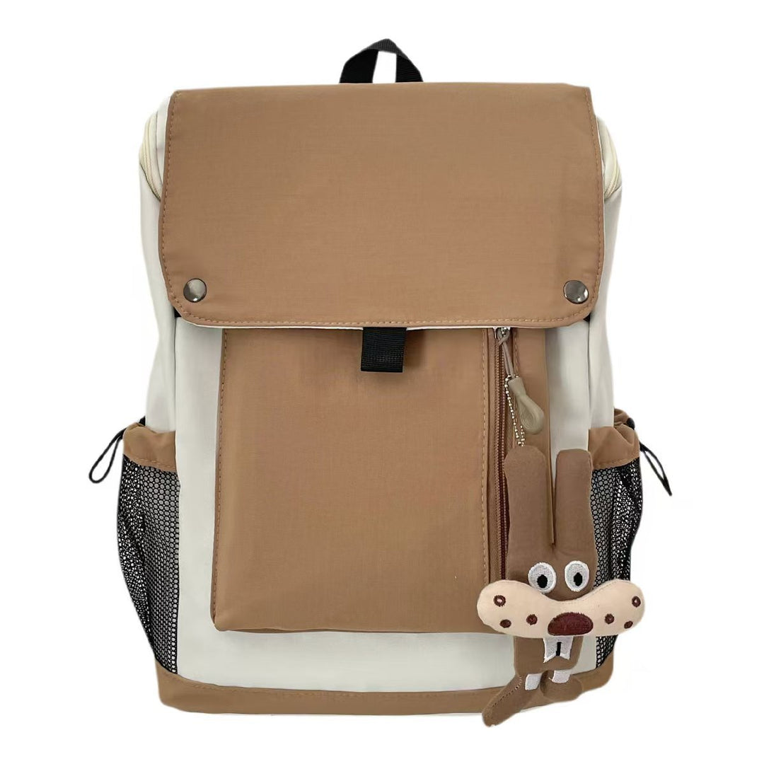 Backpack with Functional Design and Cute Plush Pendant Bowlift