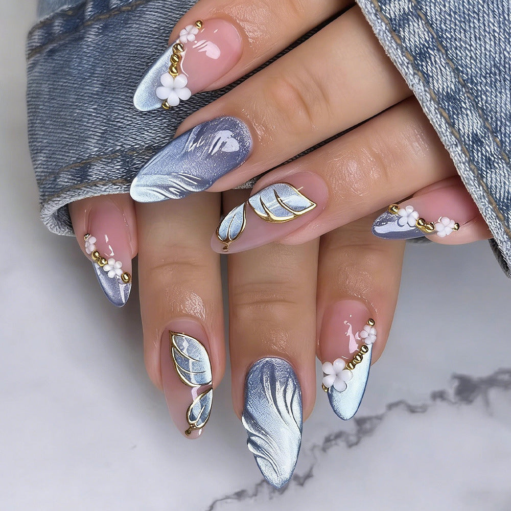 Elegant Artificial Nails with Botanical Designs Bowlift