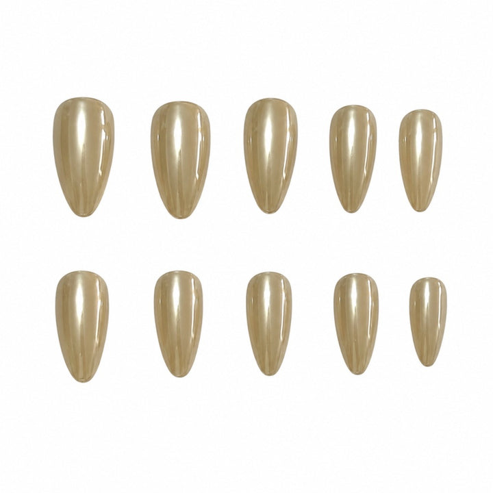 Metallic Almond-Shaped Press-On Nails Bowlift