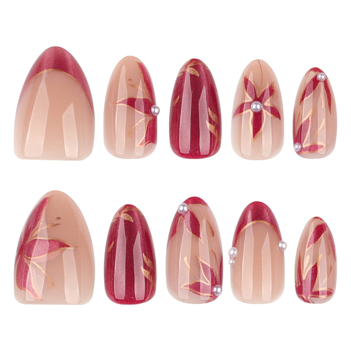 Artistic Nail Extensions with retro-inspired floral design Bowlift