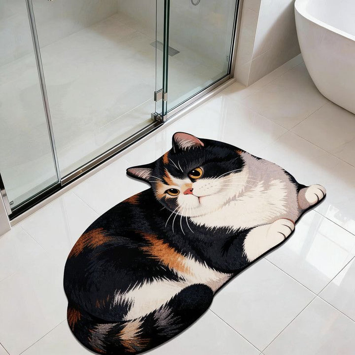 Cat-Shaped Plush Bath Mat