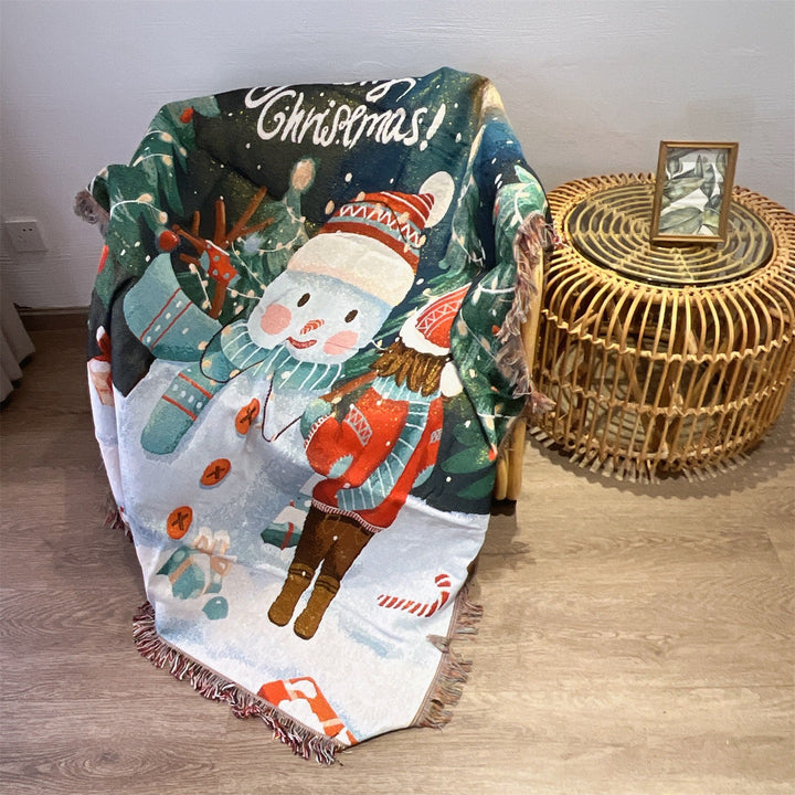 Festive Holiday-Themed Woven Throw Blanket