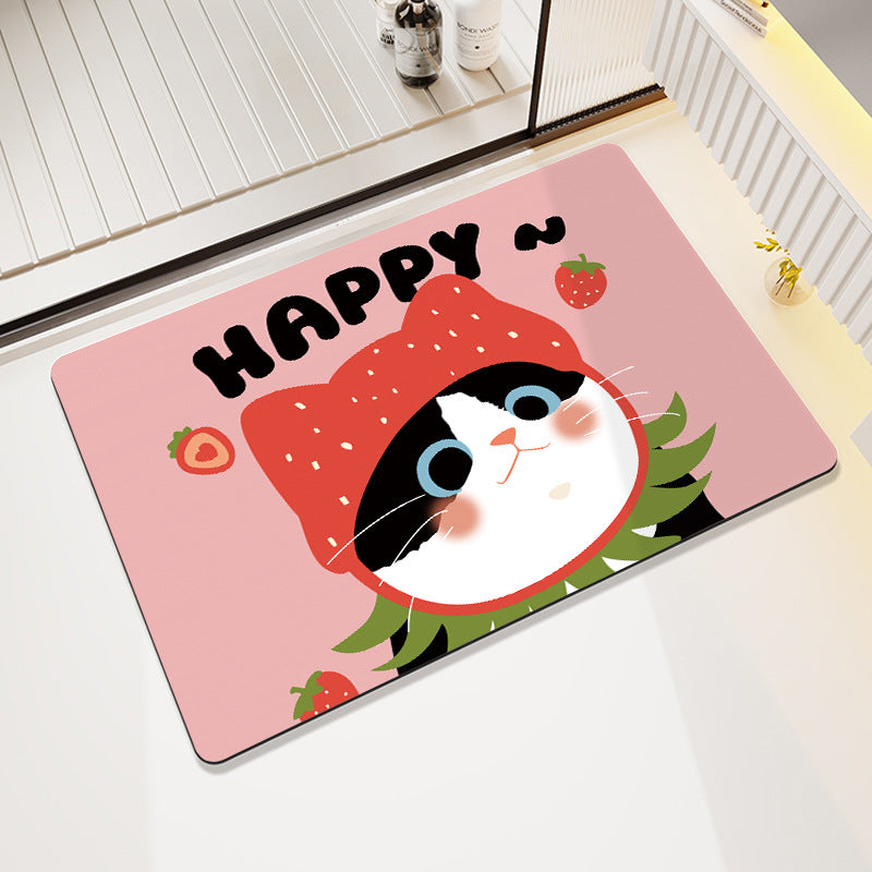 Decorative Floral Print Bath Mat Bowlift
