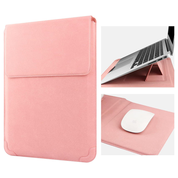 Padded laptop sleeve with integrated foldable stand and mouse pad Bowlift