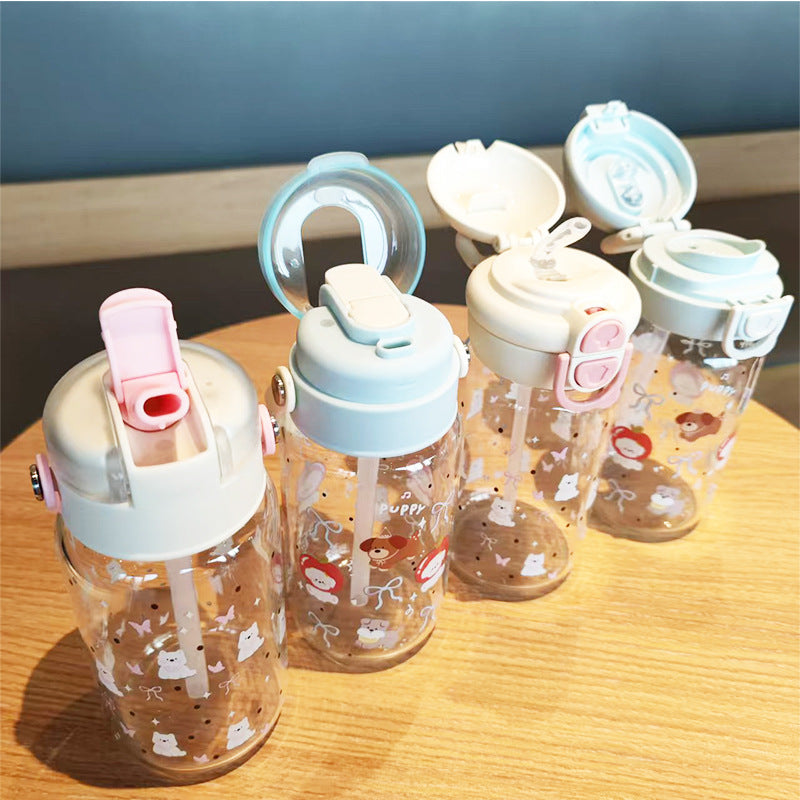 Ladies creative water bottle with integrated silicone carrying loop Bowlift