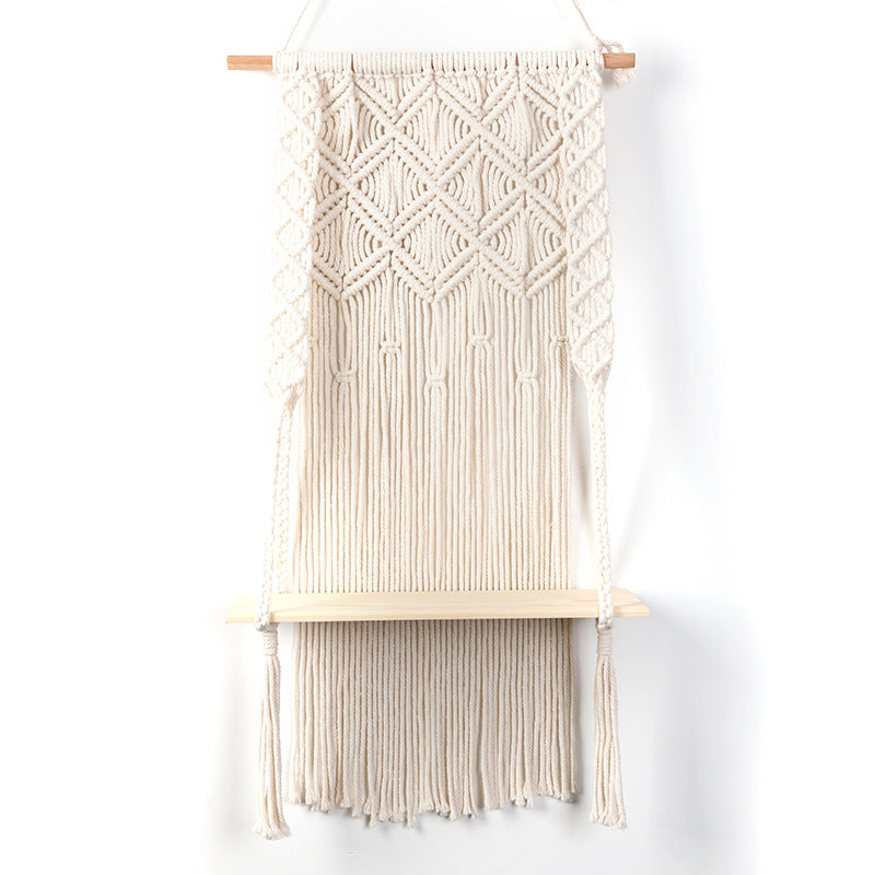 Macramé Wall Shelf with Integrated Plant Holder Bowlift
