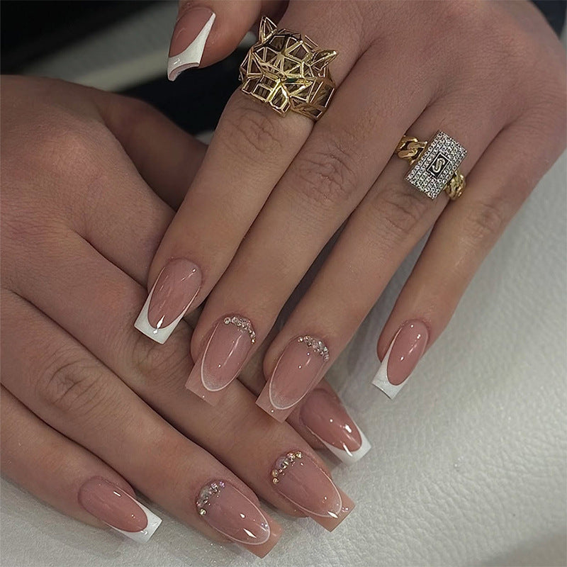 Premium Press-On Nail Set with Ombre and Gem Accents Bowlift