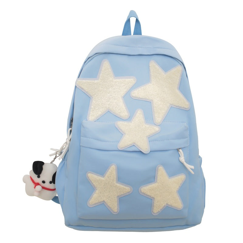 Star-Embroidered Casual Backpack Bowlift
