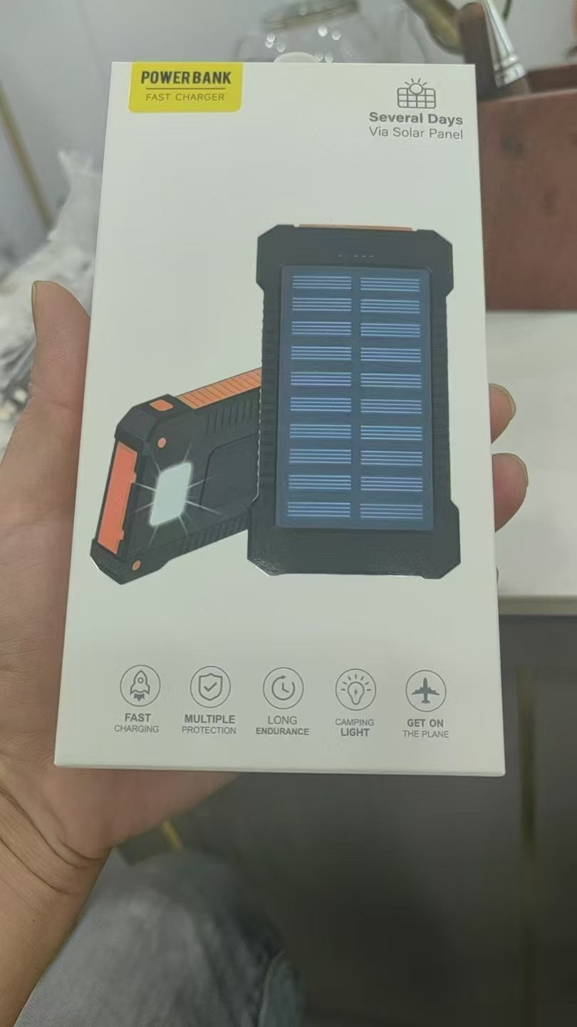 Solar-powered power bank with integrated compass and carabiner hook Bowlift