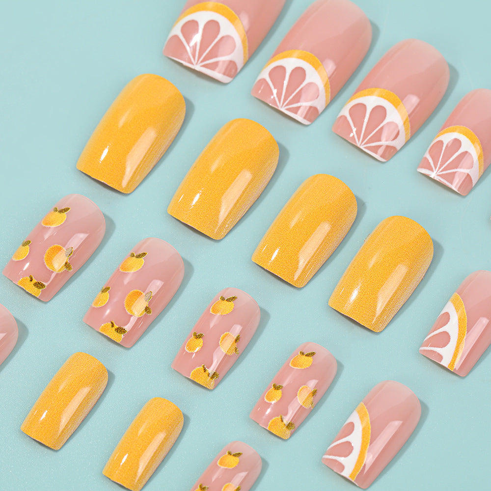 Artificial Nail Set with Fruity Lemon Design Bowlift