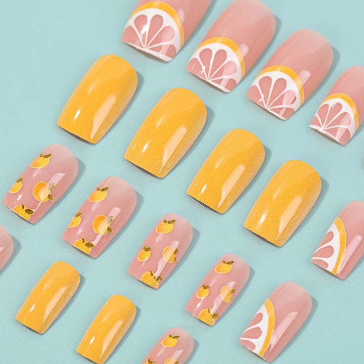 Artificial Nail Set with Fruity Lemon Design Bowlift