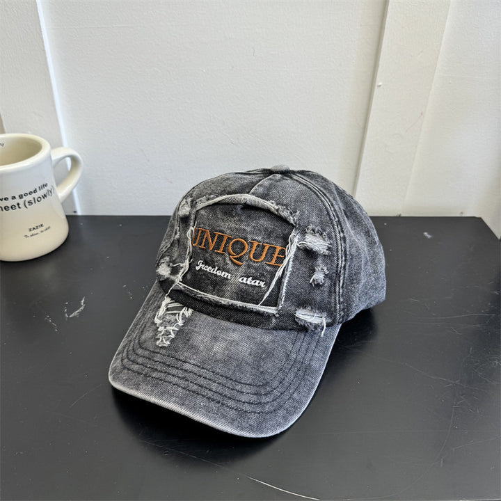 Men's Distressed Denim Graphic Cap Bowlift