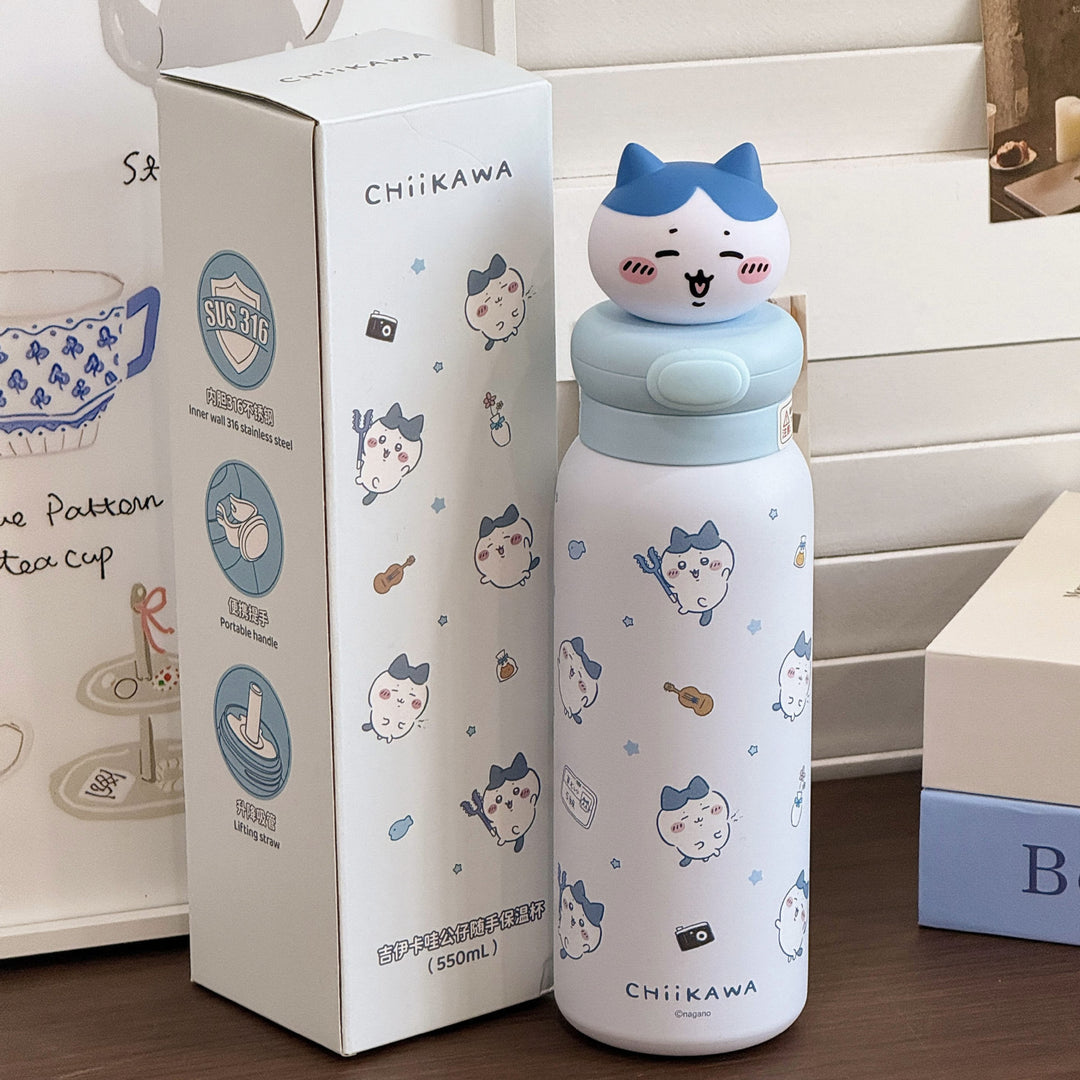Women Stainless Steel Water Bottle with Interactive Animal Head Design Bowlift