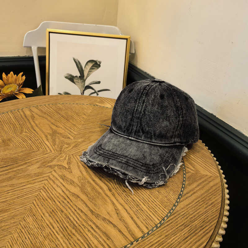 Men's Distressed Denim Baseball Cap Bowlift 1784270742