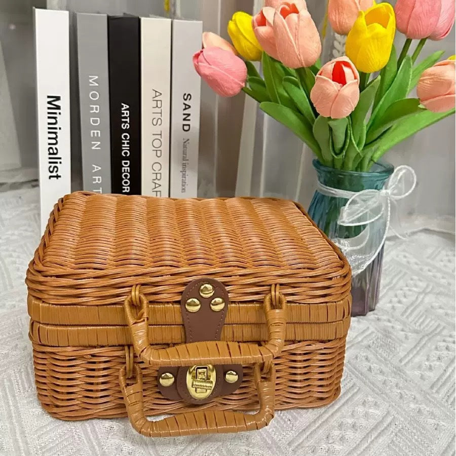 Ladies stylish and practical rattan cosmetic box Bowlift