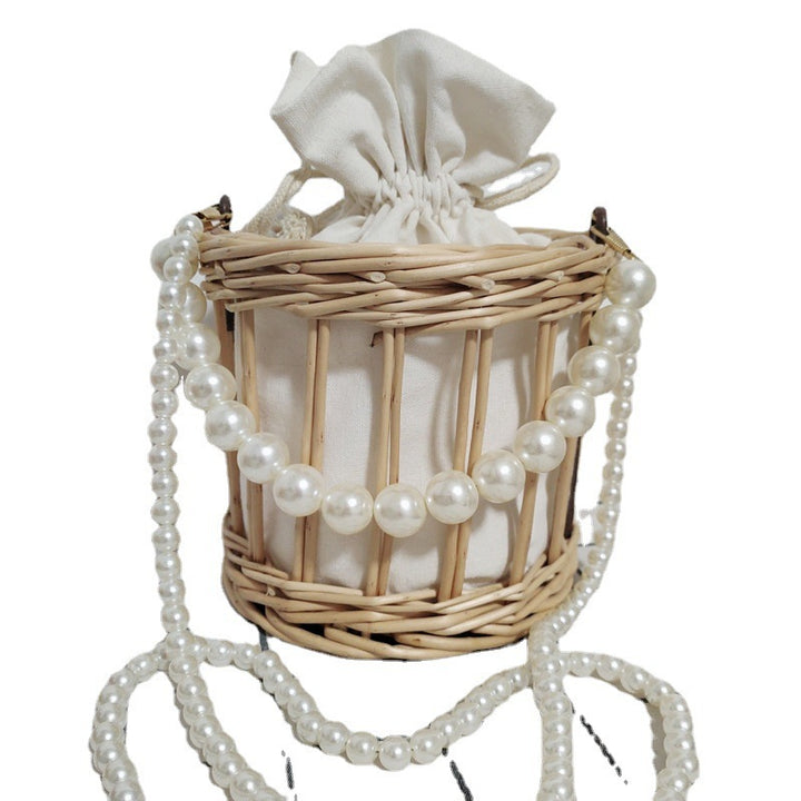 Women's basket bag with pearl jewelry closure Bowlift