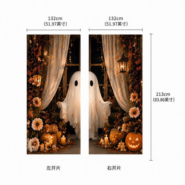 Ghost-Themed Halloween Window Drapes