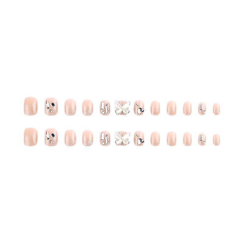 Decorative Press-On Nail Set with Butterfly Accents Bowlift