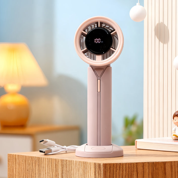 Women Portable Fan with USB Connection and Digital Display Bowlift