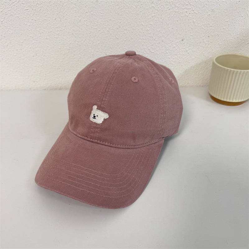 Women's Cute Embroidered Bear Cap Bowlift