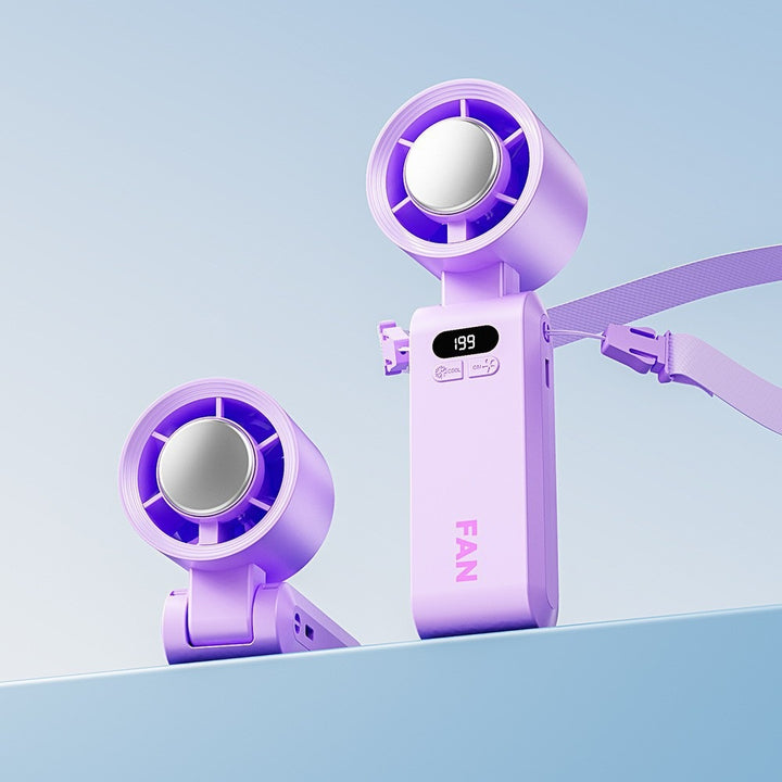 Unisex Portable Mini Fan with Digital Speed Display Bowlift