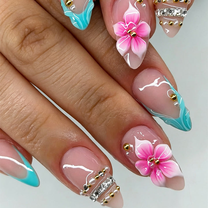 Creative Floral-Inspired Press-On Nail Set Bowlift