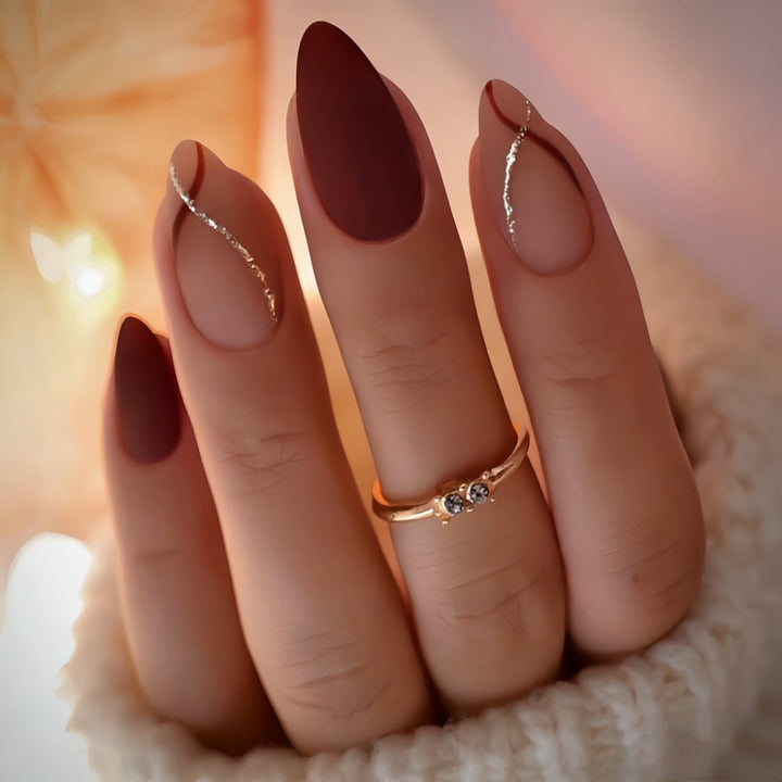Elegant Press-On Nail Set with Stylish Textured Finish Bowlift