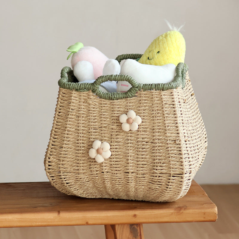 Stylish storage basket with flower appliqué Bowlift