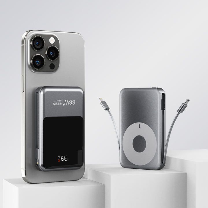 Magnetic Power Bank with Integrated Qi Charger Bowlift