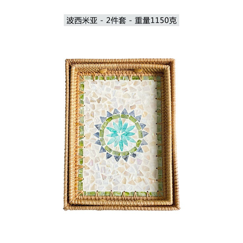 Women rectangular serving platter with handmade mosaic Bowlift