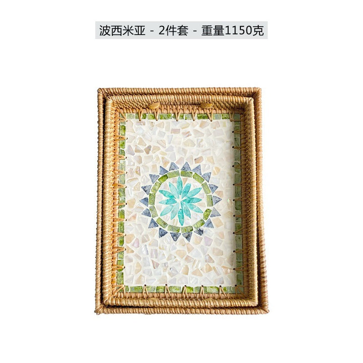 Women rectangular serving platter with handmade mosaic Bowlift